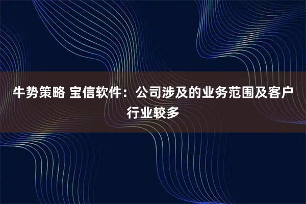 牛势策略 宝信软件：公司涉及的业务范围及客户行业较多